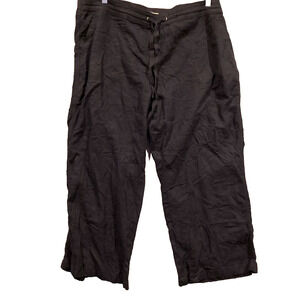 NEW Per Se Women’s 2X Linen Blend Draw String Pants Navy Pockets Beach Vacation